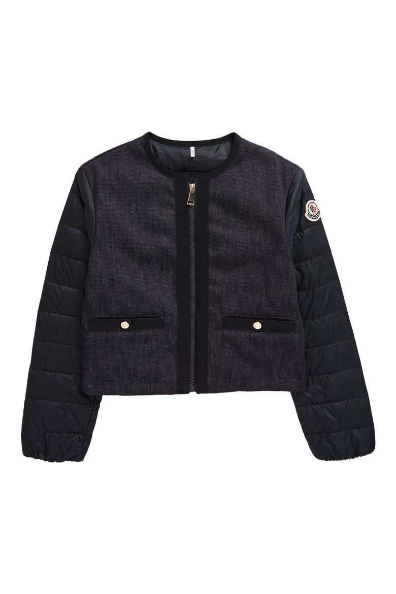 Kids' Nubia Mixed Media Jacket, Main, color, BLUE NAVY