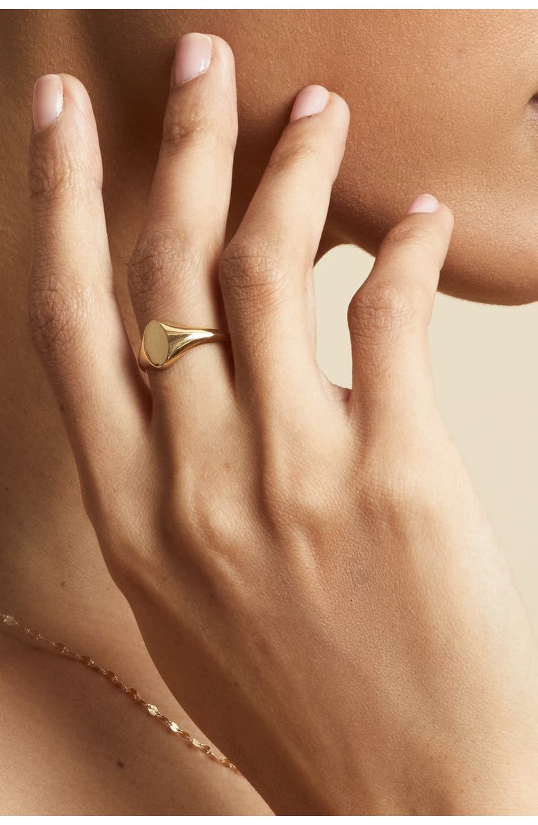 Oradina 14K Yellow Gold Florence Oval Signet Ring, Alternate, color, Yellow Gold