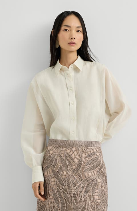 Linen and cotton organza shirt
