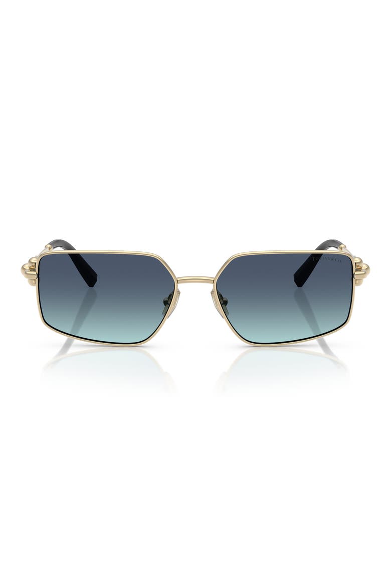 58mm Rectangular Sunglasses, Main, color, GOLD / AZURE GRADIENT BLUE