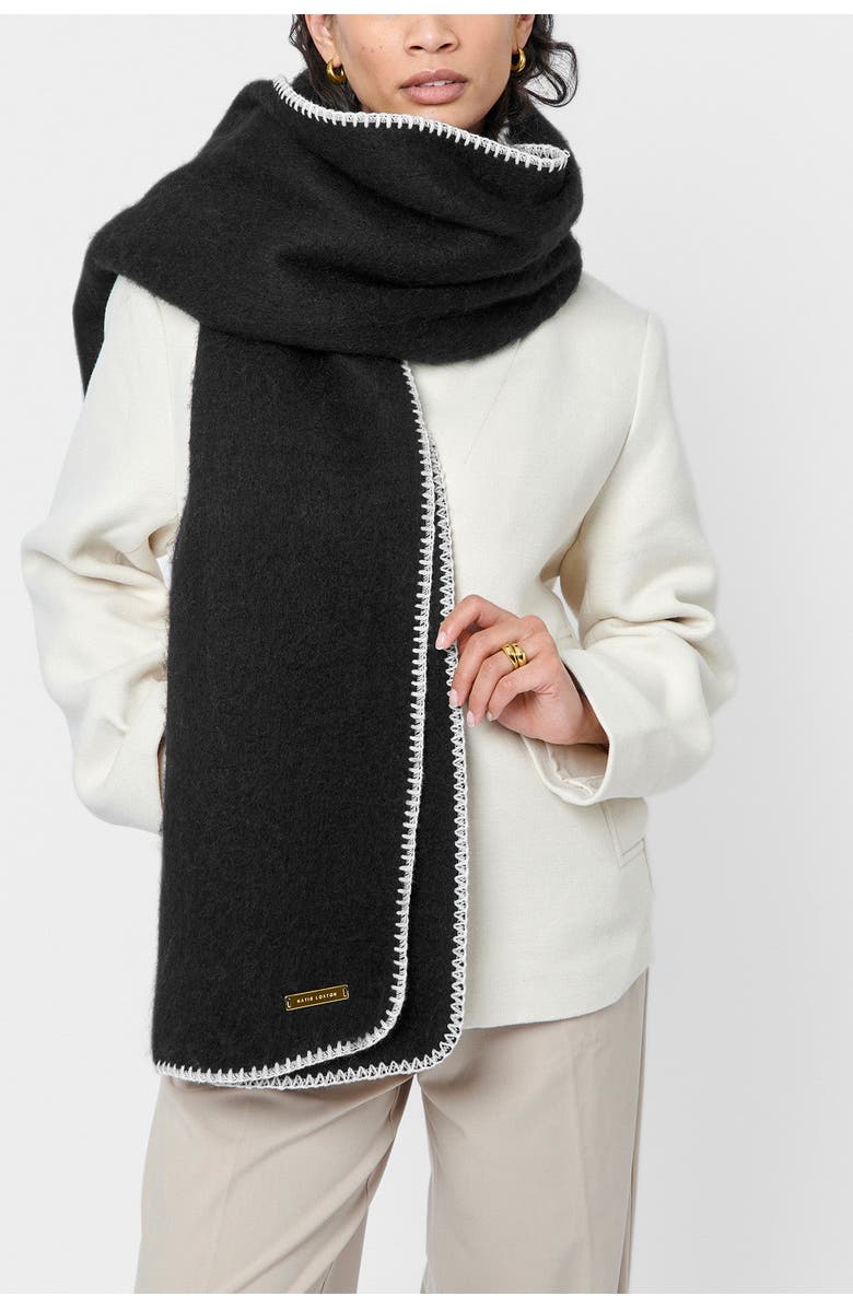 Katie Loxton Whipstitch Scarf, Alternate, color, Black