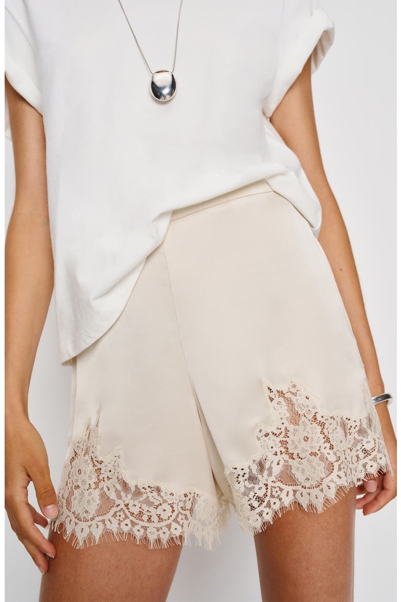 Fern Satin Shorts, Alternate, color, ALMOND