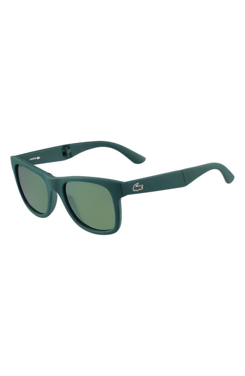 Lacoste 52mm Foldable Retro Frame Sunglasses, Alternate, color, Matte Green