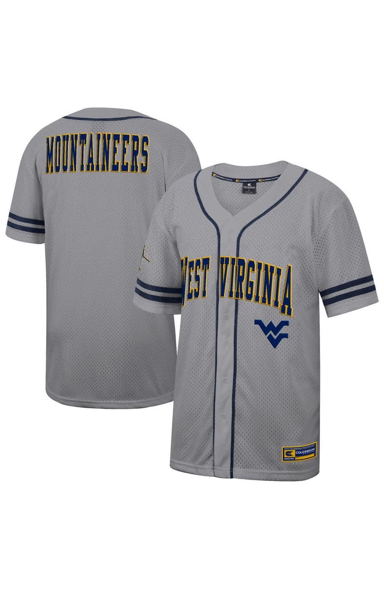 COLOSSEUM Men's Colosseum Gray West Virginia Mountaineers Free Spirited Baseball Jersey, Main, color, Gray
