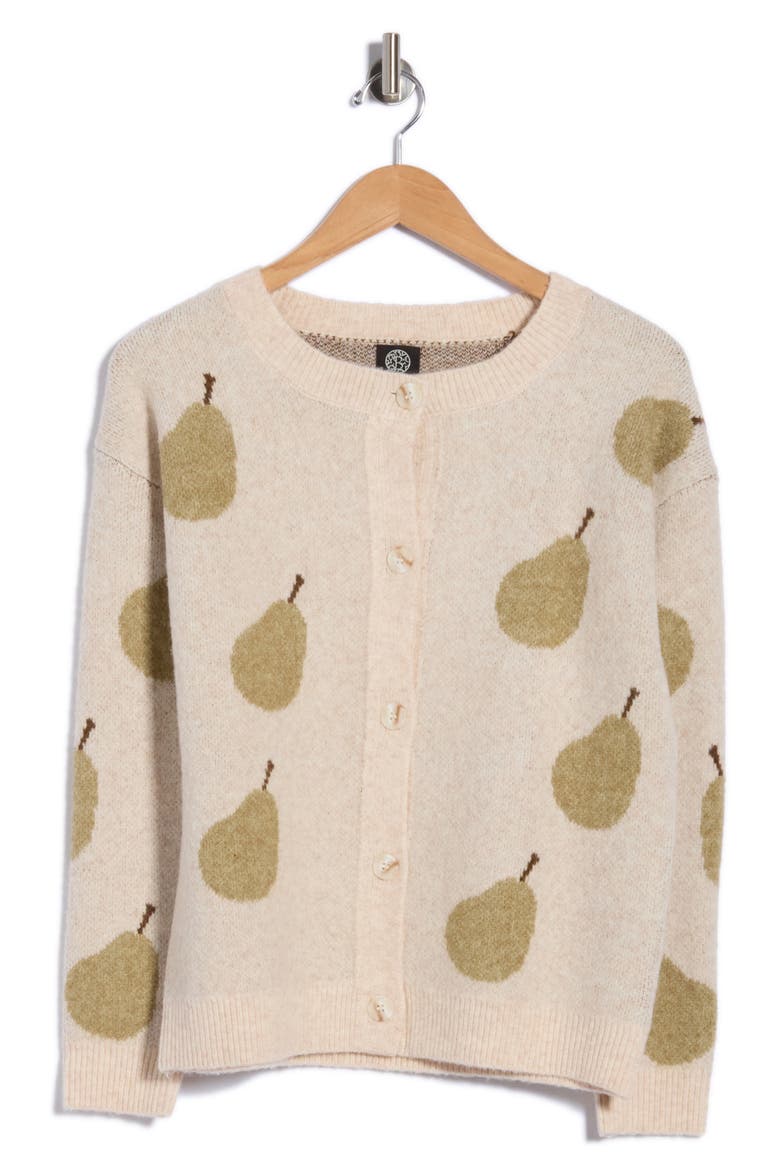 Pear Jacquard Cardigan, Main, color, OATMEAL / PALE OLIVE