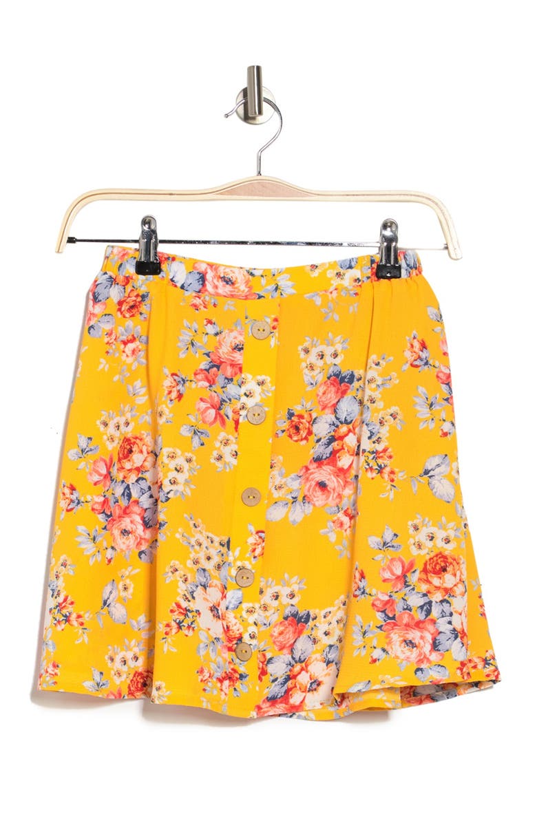 Good Luck Gem Button Accent Mini Skirt, Main, color, 