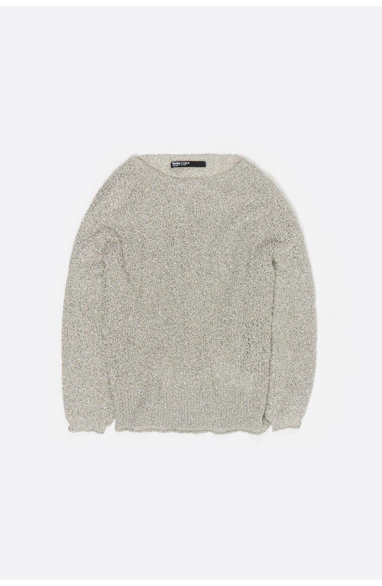 Bimba y Lola Metallic Batwing Sweater, Alternate, color, Silver