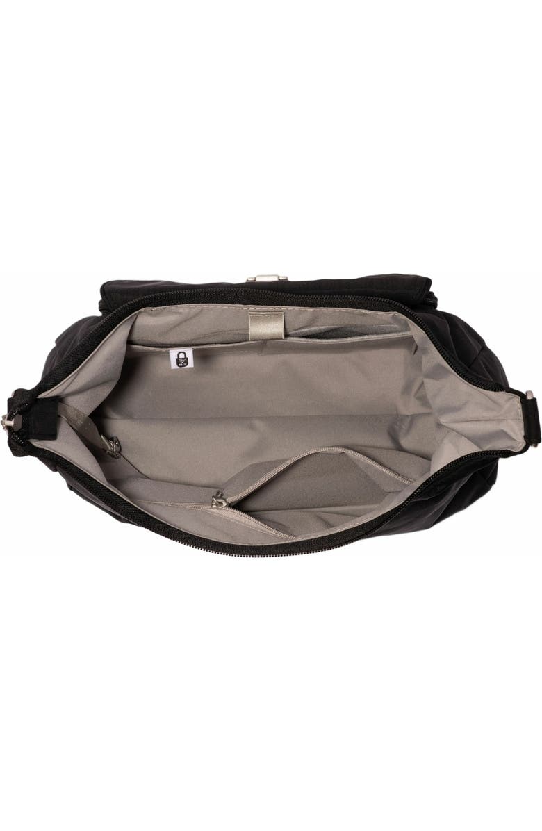 BAGGALLINI Coastal Flip Lock Half Moon Bag, Alternate, color, Black