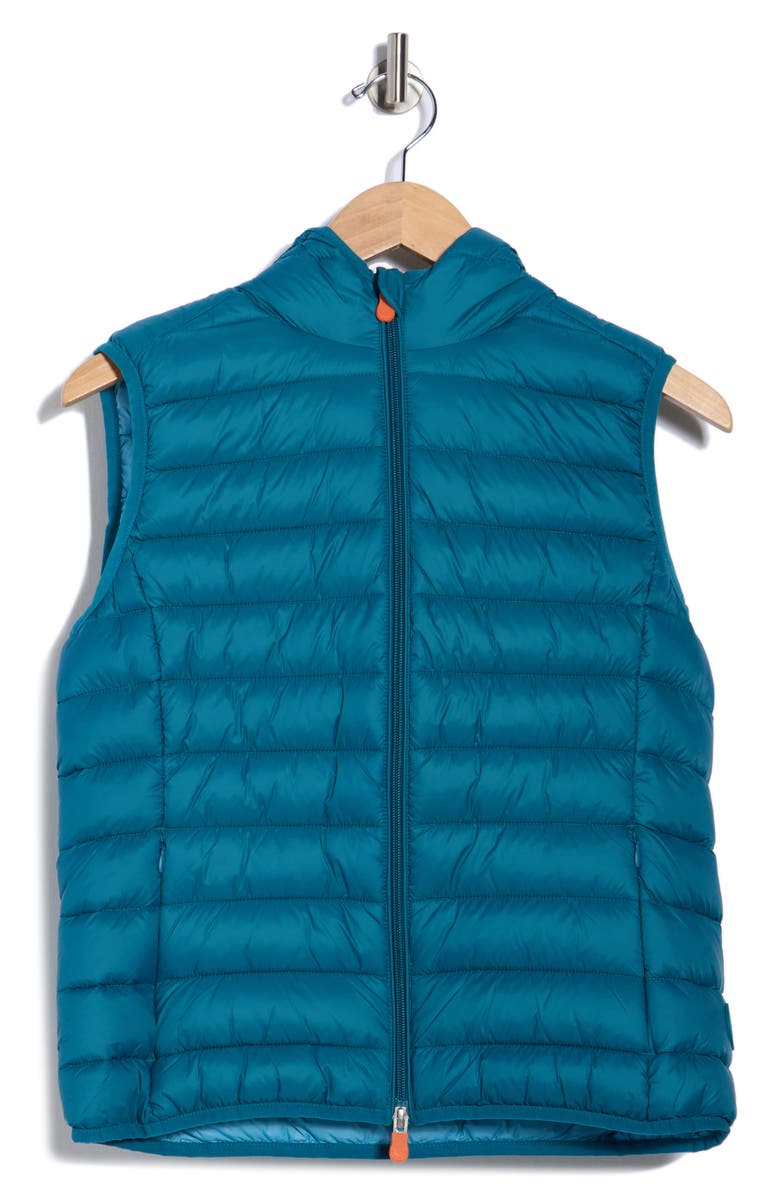 Save The Duck Milena Water Resistant Hooded Puffer Vest, Alternate, color, Horizon Blue