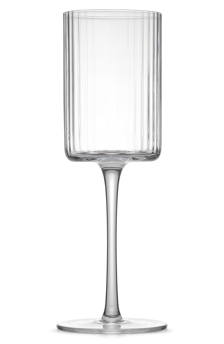 JoyJolt Elle Fluted Cylinder White Wine Glasses - Set of 2, Alternate, color, Clear