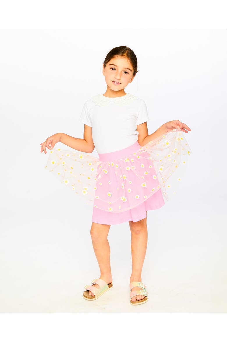 Mesh and Crinkle Jersey Flared Skirt, Alternate, color, Pink