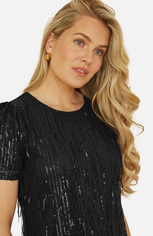 Yumi Dripping Sequin Tunic Dress In Black