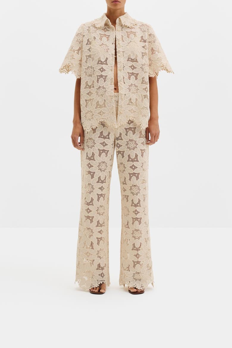Natalina Guipure Lace Pants, Alternate, color, Sand