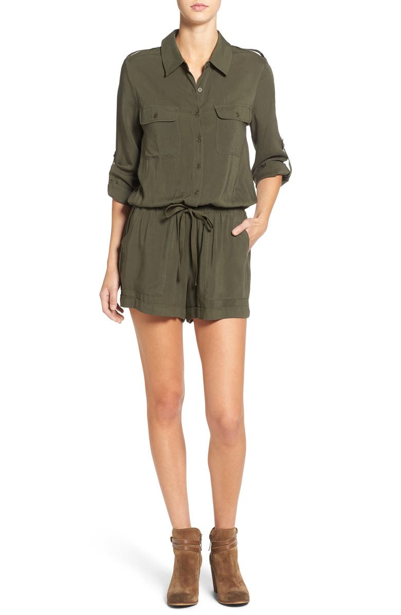 Socialite Roll-Up Sleeve Woven Romper, Main, color, 