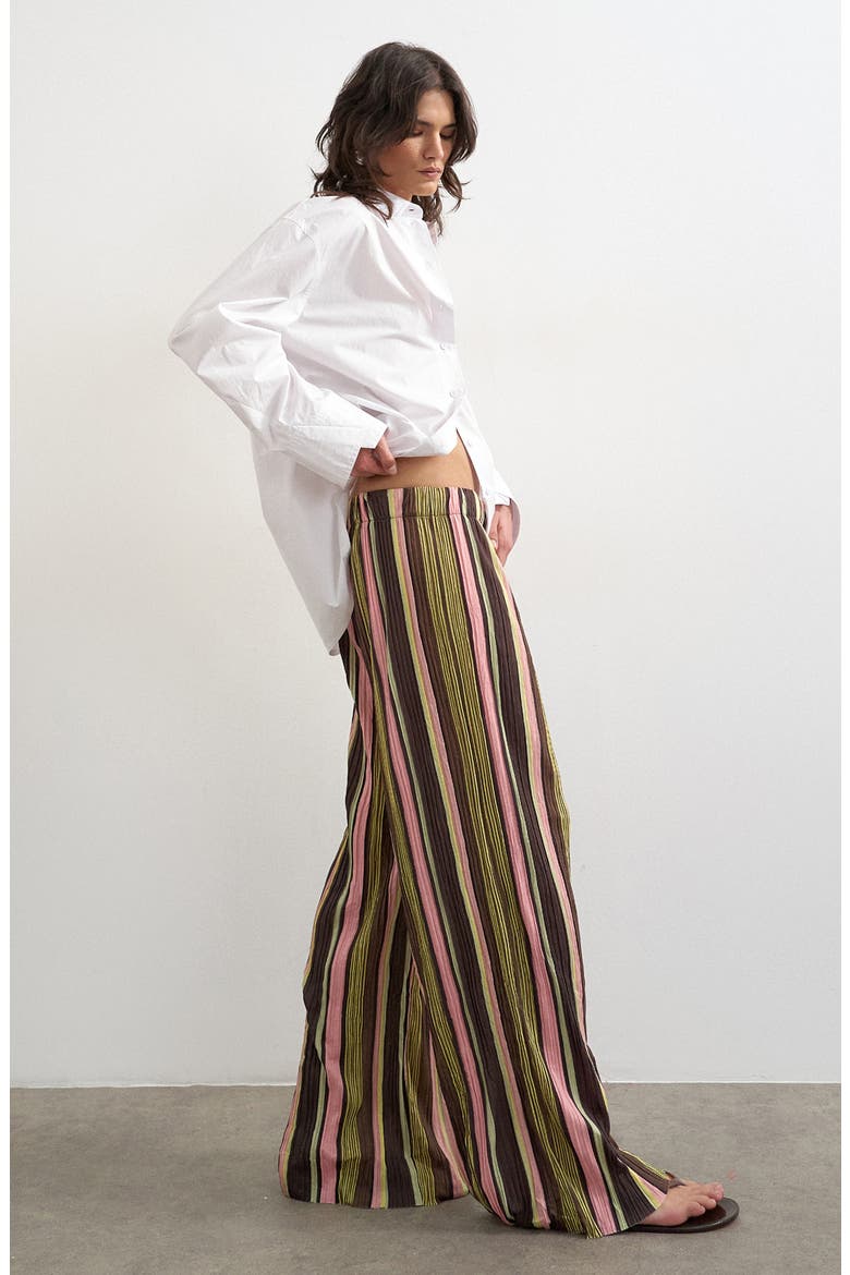 Stripe Crinkle Tie Waist Pants, Alternate, color, PINK