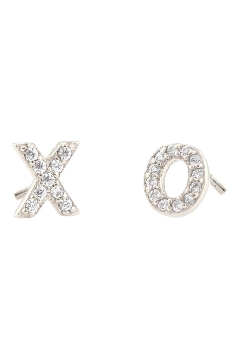 Pavé XO Stud Earrings, Main, color, SILVER