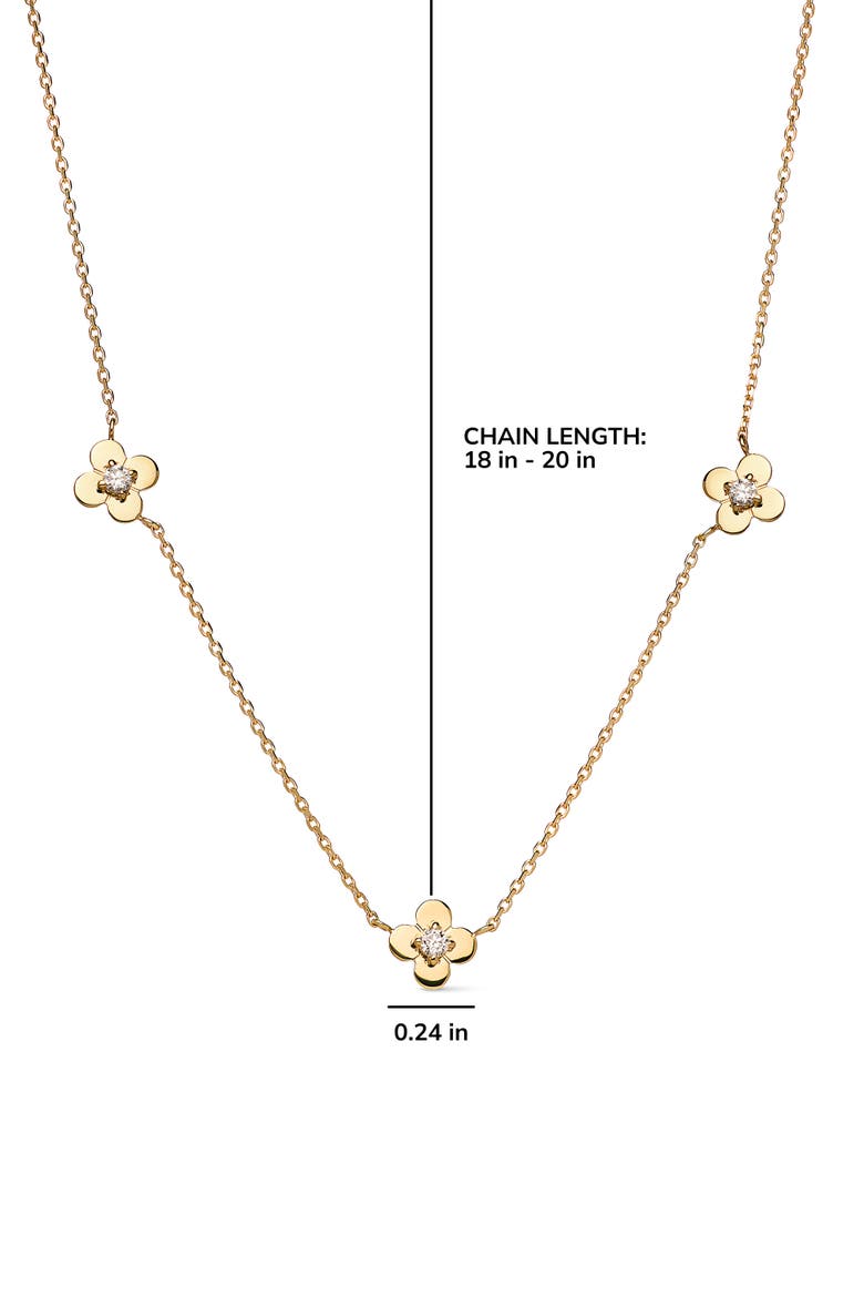 Solid Yellow Gold - Mini Flower Station Necklace, Alternate, color, Gold