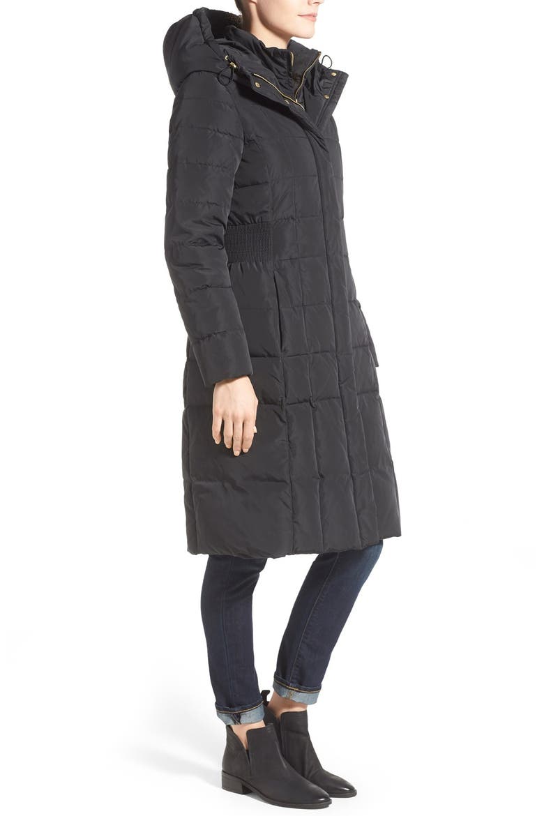 Bib Insert Down & Feather Fill Coat, Alternate, color, BLACK