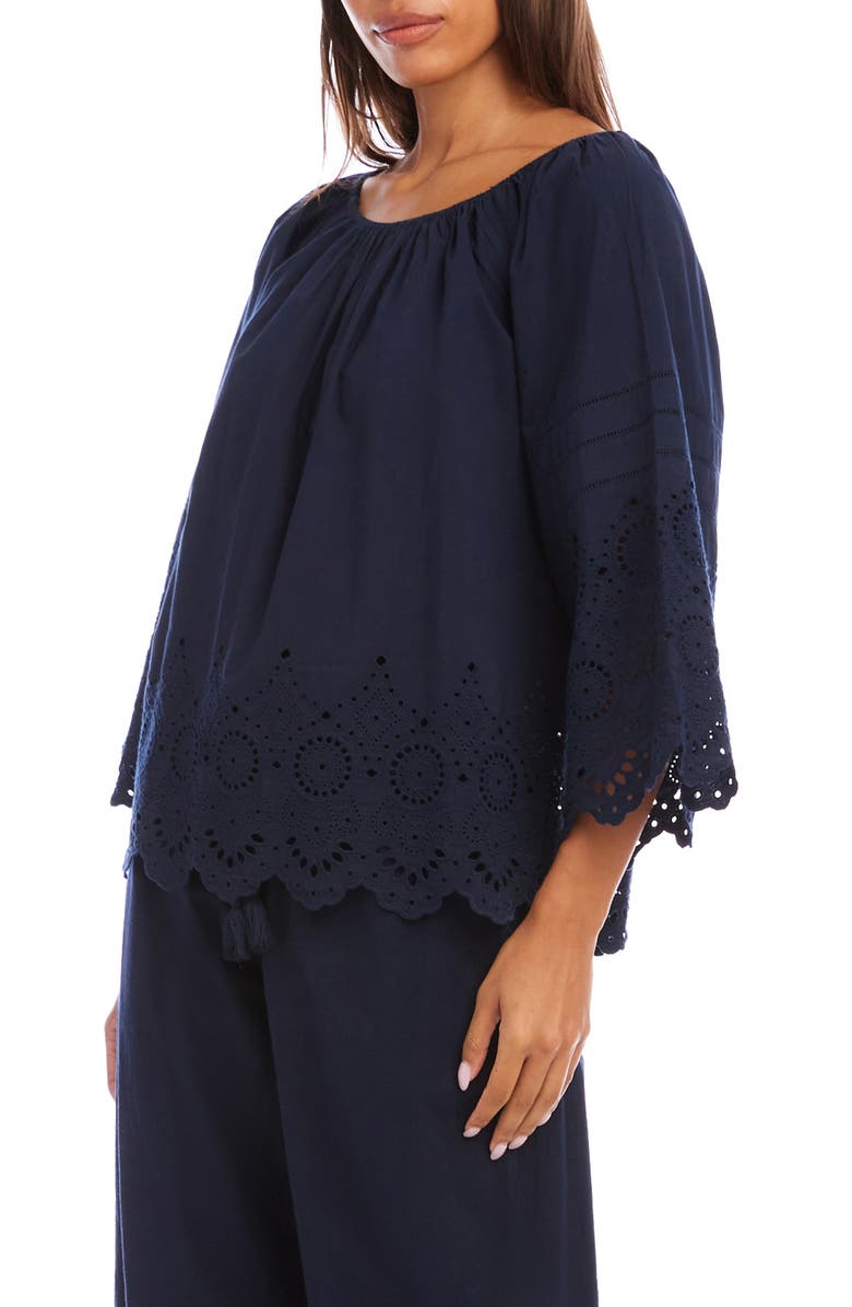 Karen Kane Eyelet Embroidery Peasant Top, Alternate, color, 