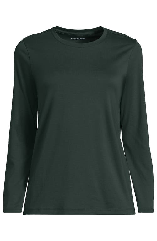 Lands' End Relaxed Supima Cotton Long Sleeve Crew Neck T-shirt In Green