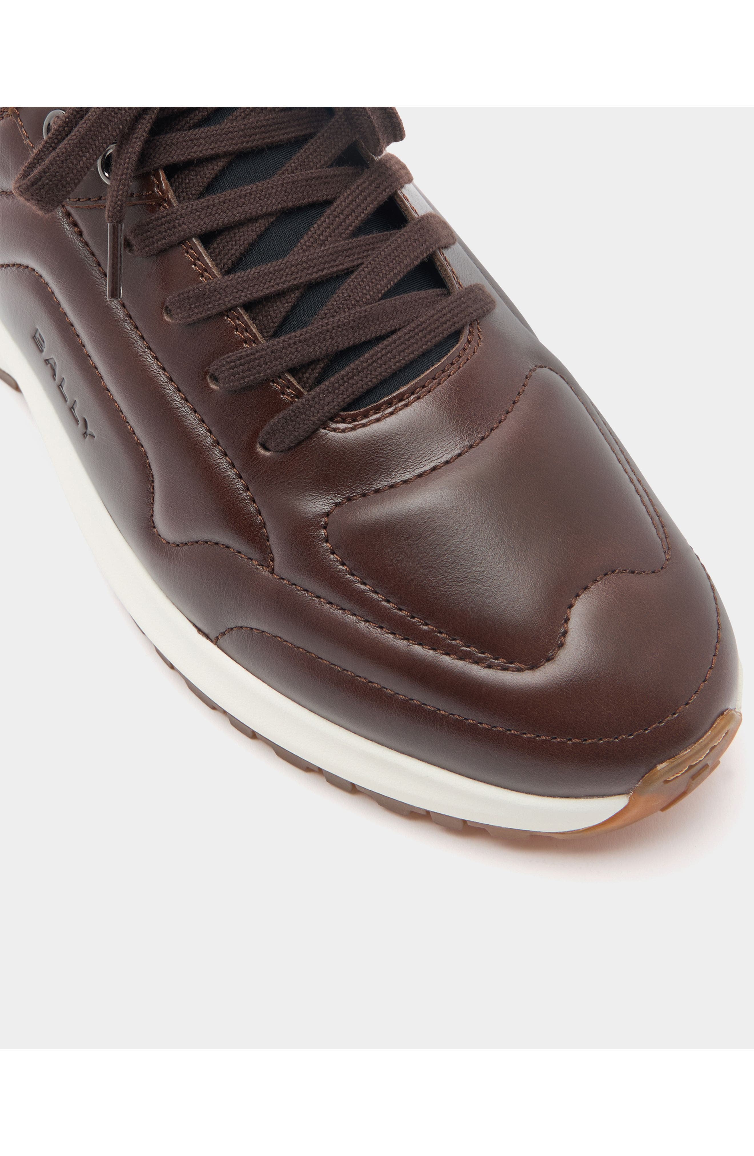 Bally Leather Outline Sneaker, Alternate, color, Brown