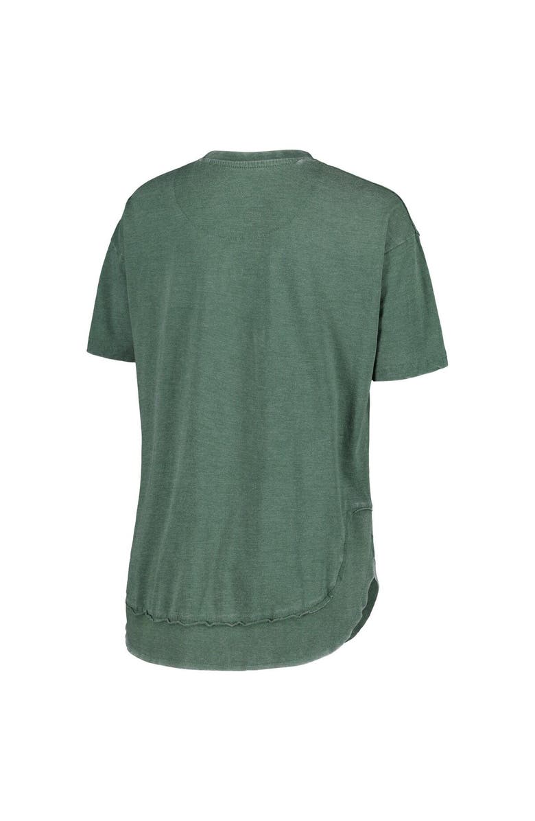 PRESSBOX Women's Pressbox Heather Green Michigan State Spartans Vintage Wash Poncho Captain T-Shirt, Alternate, color, 