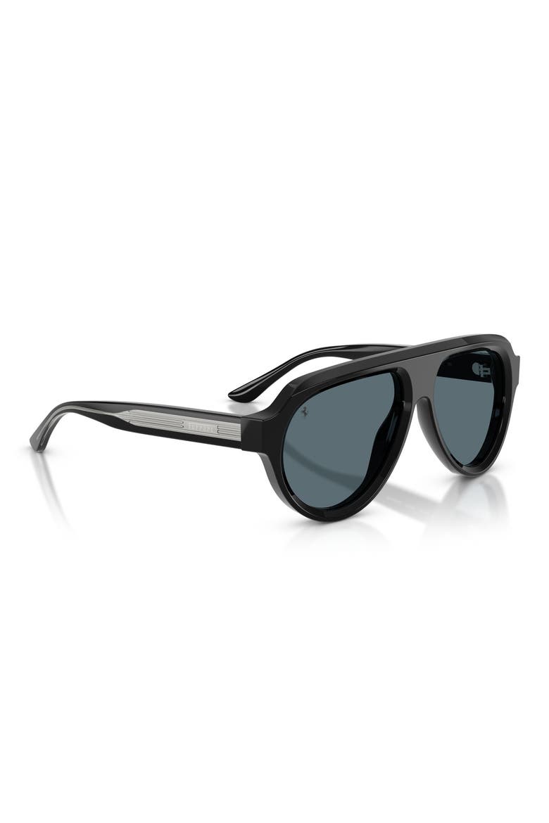 56mm Pilot Sunglasses, Alternate, color, SHINY BLACK / BLUE
