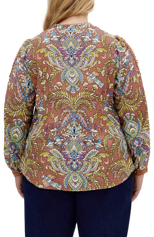 City Chic Paisley Print Split Neck Blouse In Multi