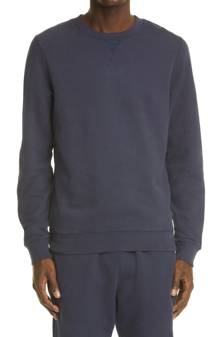 French Terry Crewneck Sweatshirt, Main, color, NAVY