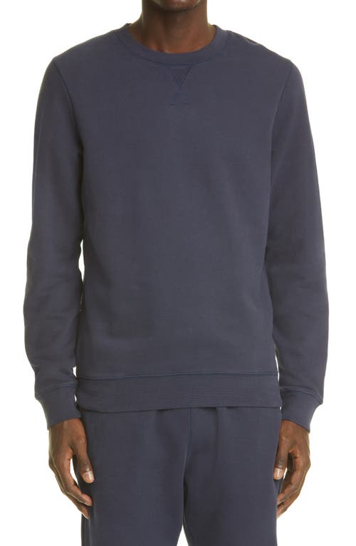 Sunspel French Terry Crewneck Sweatshirt in Navy  product