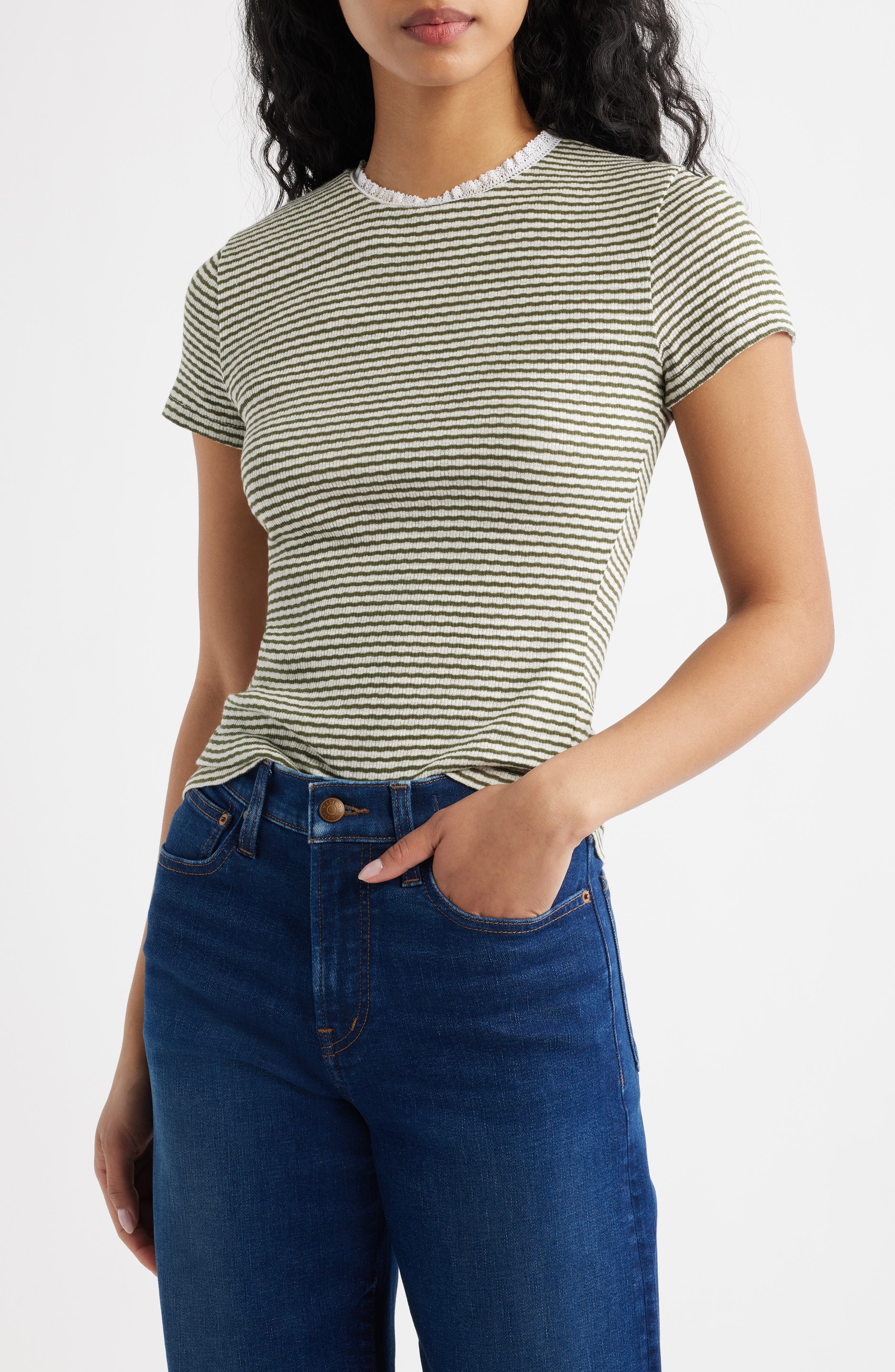 TEXTURED RIB STRIPE OLIVE MOSS