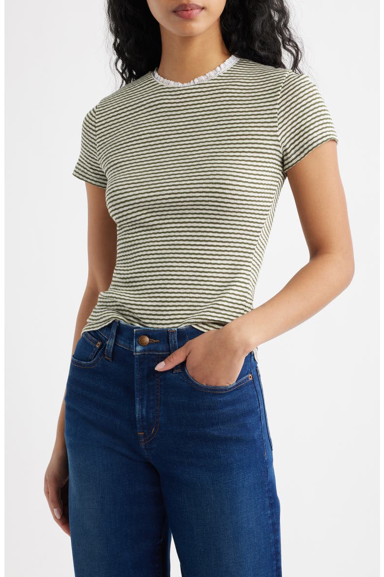 Textured Knit Crewneck Top, Main, color, TEXTURED RIB STRIPE OLIVE MOSS