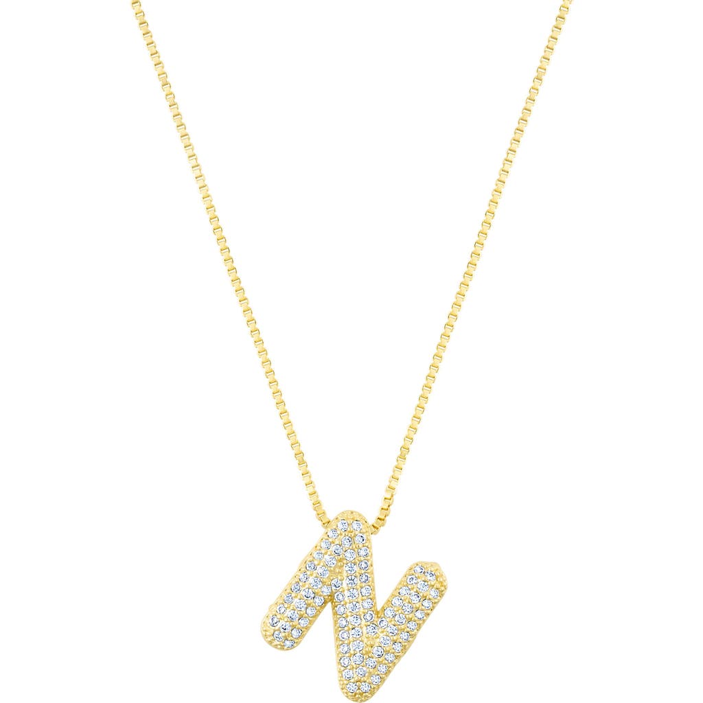 Adornia Pavé Bubble Initial Pendant Necklace In Gold-n