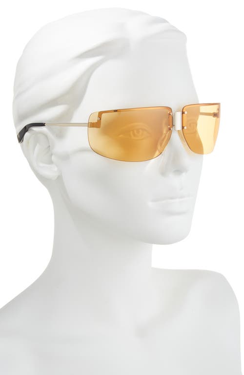 Tory Burch 75mm Semi Rimless Pillow Sunglasses In Shiny Light Gold/orange