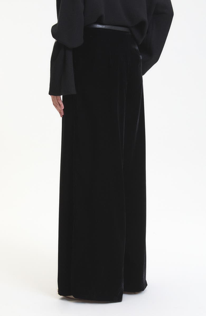 DELUC Daisy Velvet Wide Leg Pants, Alternate, color, Black
