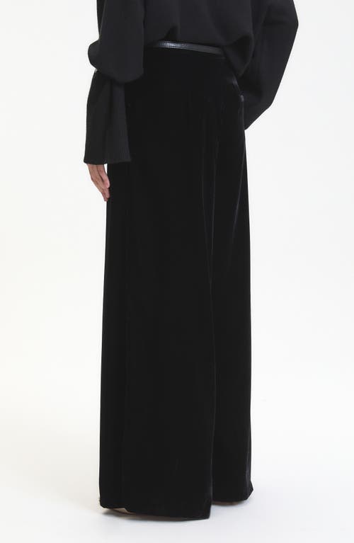 Deluc Daisy Velvet Wide Leg Pants In Black