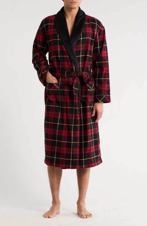 Fleece Lined Plaid Flannel Robe