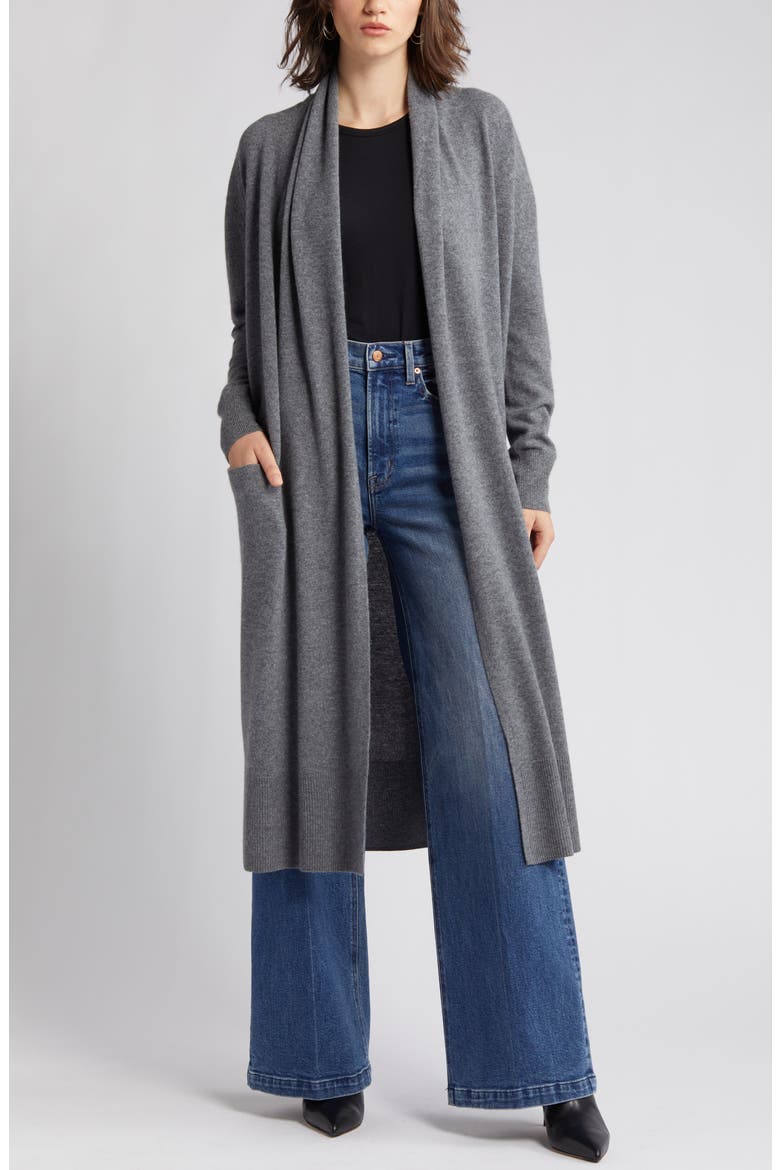Wool & Cashmere Cardigan, Alternate, color, GREY DARK HEATHER