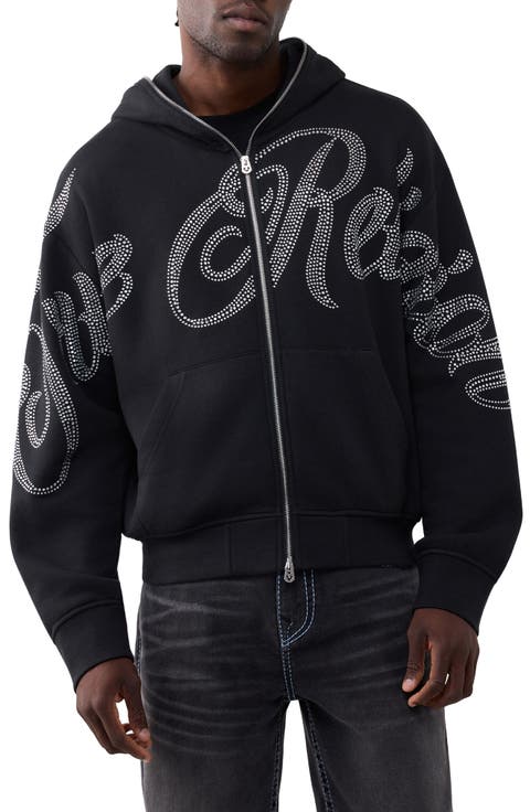 Crystal Logo Boxy Zip Hoodie