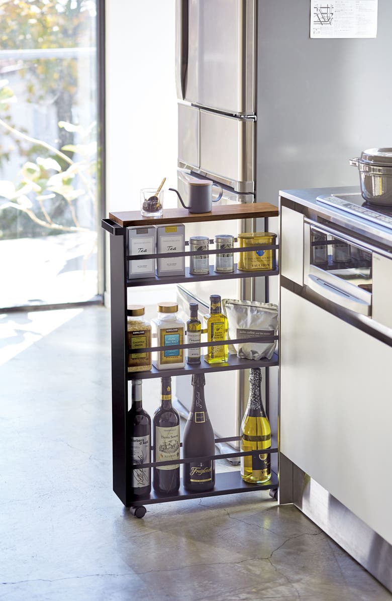 Yamazaki Steel Rolling Storage Cart, Alternate, color, Black