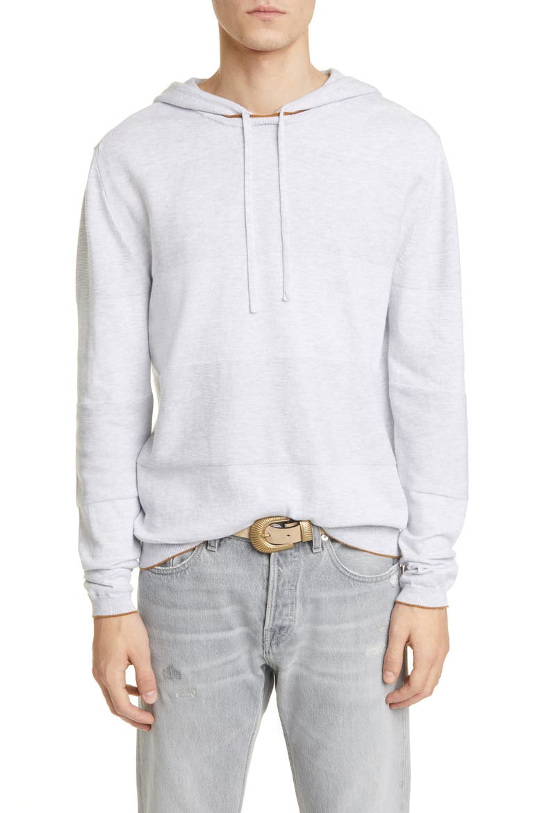 Ribbed Stripe Hoodie, Main, color, LIGHT GREY