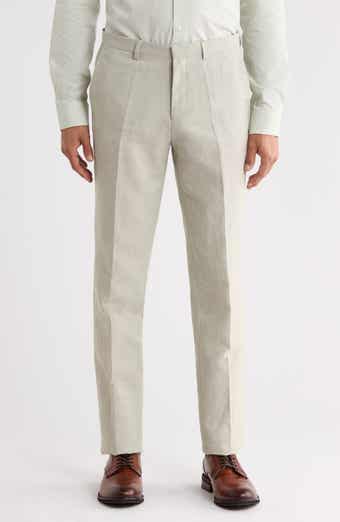 Hesten Flat Front Cotton & Linen Pants