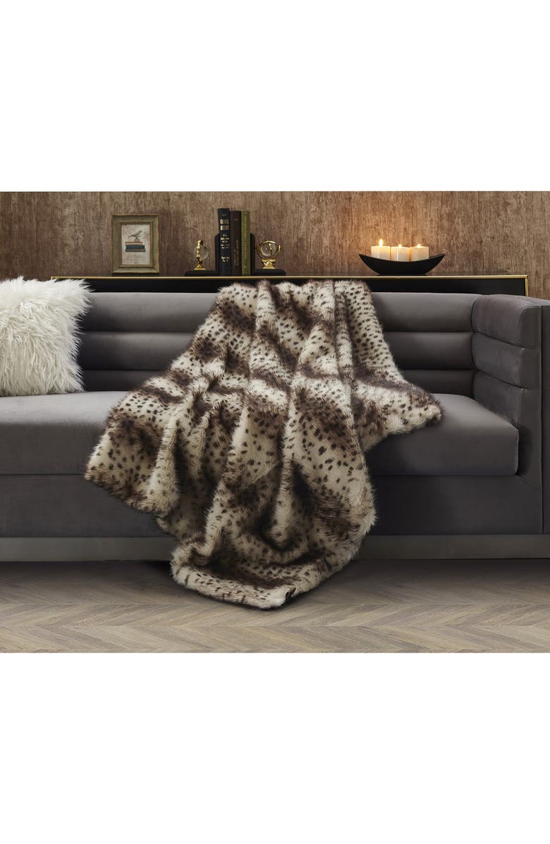 INSPIRED HOME Cheetah Print Faux Fur Throw Blanket, Alternate, color, 