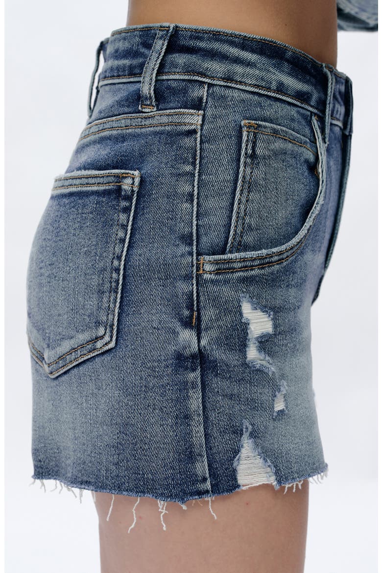 Nova Raw Hem Mid Rise Denim Shorts, Alternate, color, ROCK INDIGO