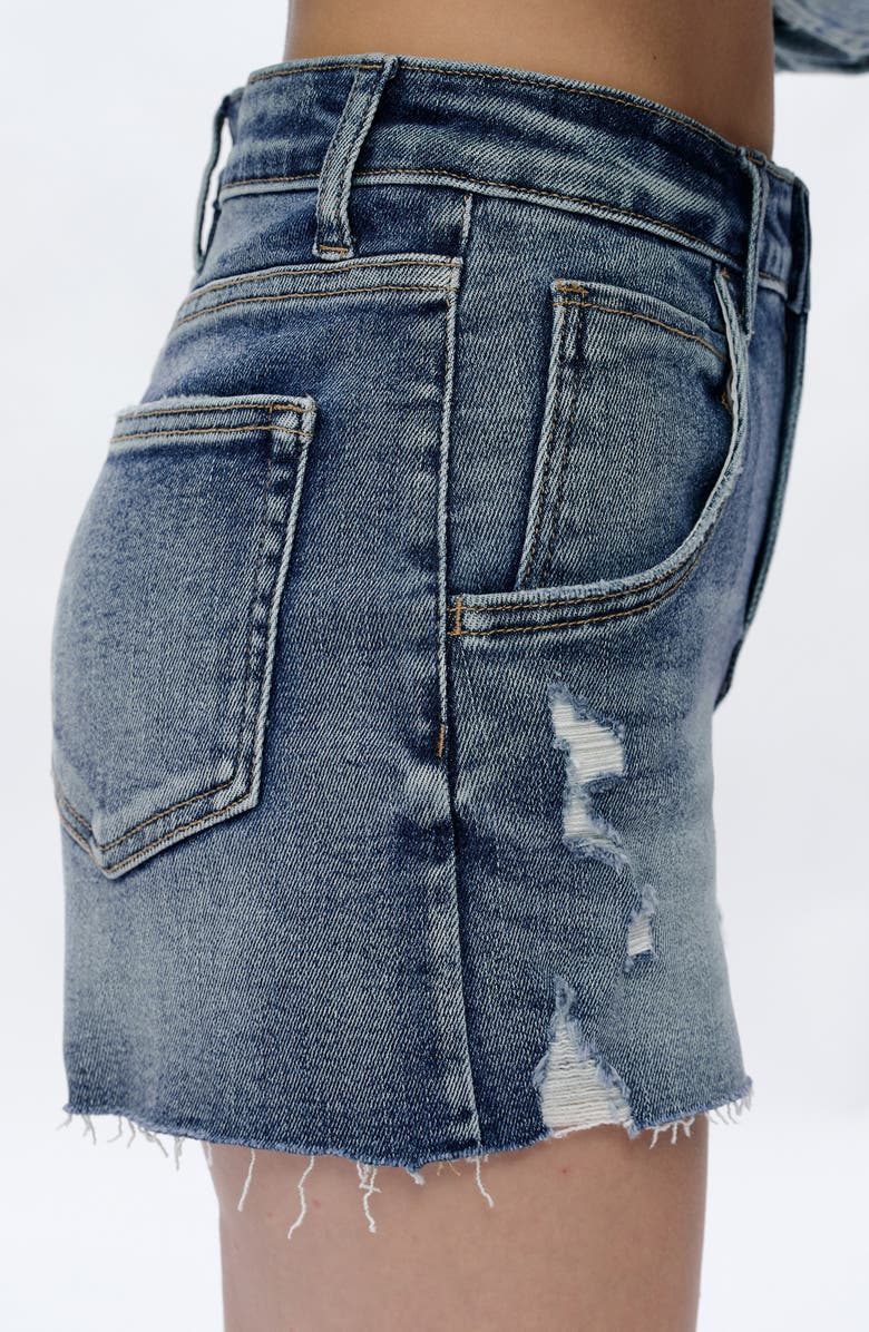 Bayeas Nova Raw Hem Mid Rise Denim Shorts, Alternate, color, Rock Indigo