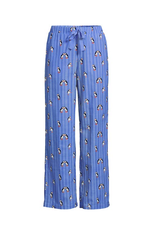 Lands' End Print Flannel Pajama Pants In Blue