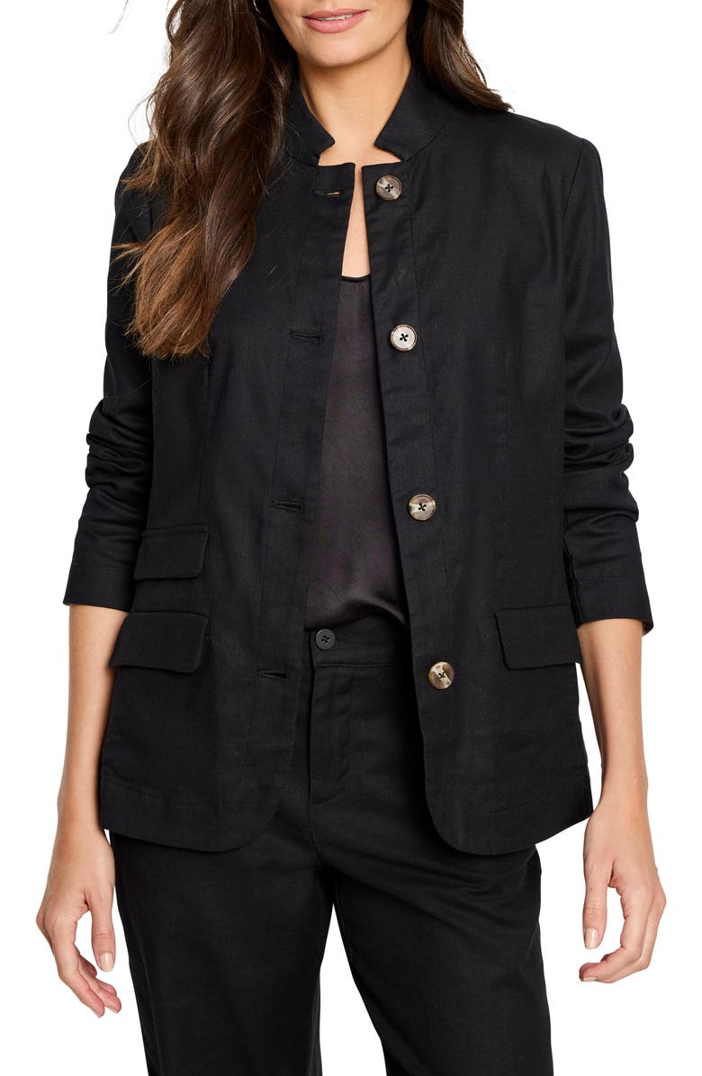 NIC+ZOE Ava Cotton & Linen Blazer, Main, color, Black Onyx