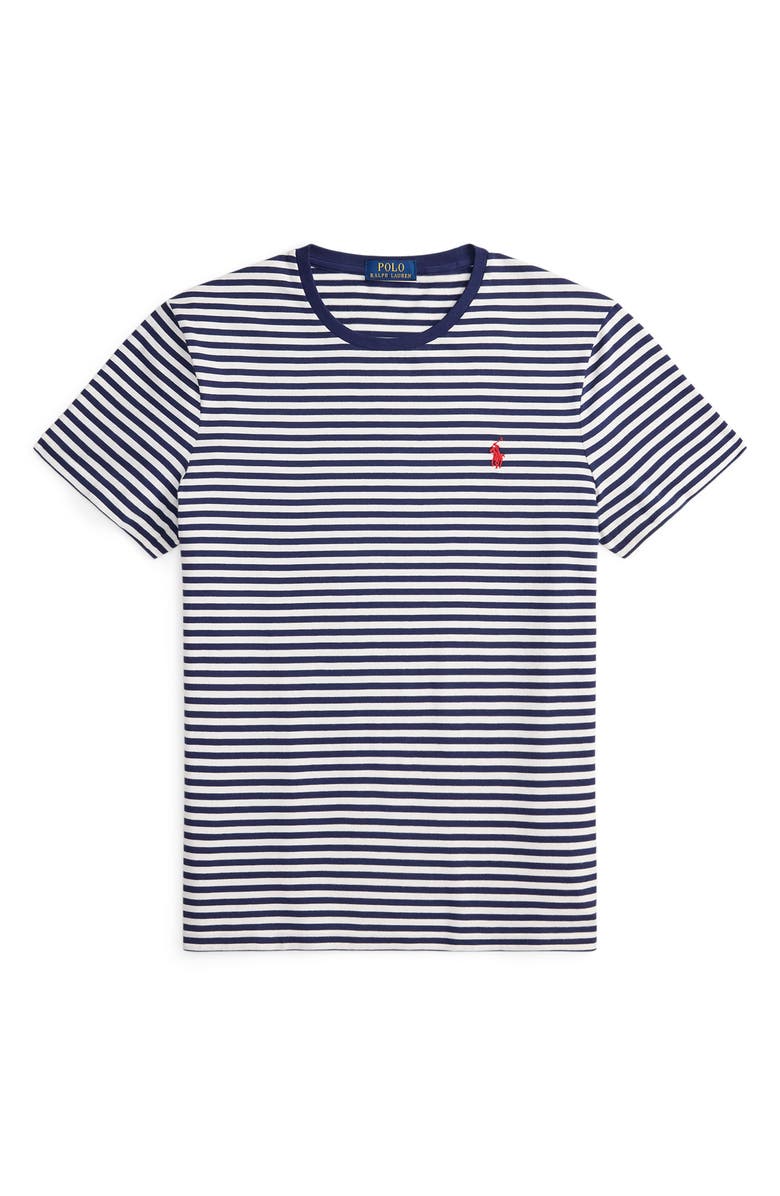 Polo Ralph Lauren Classic Fit Stripe Cotton T-Shirt, Alternate, color, Newport Navy/ White