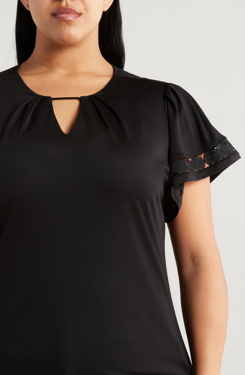 Anne Klein Harmony Pleat Neck Embellished Top, Alternate, color, 