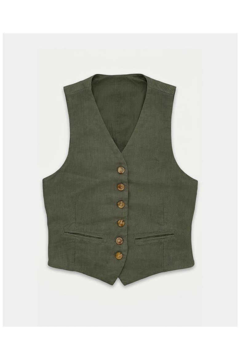 Demi-Linen Tailored Vest, Main, color, Military Green
